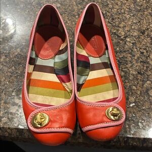 Coach Red Flats with Gold Buckle